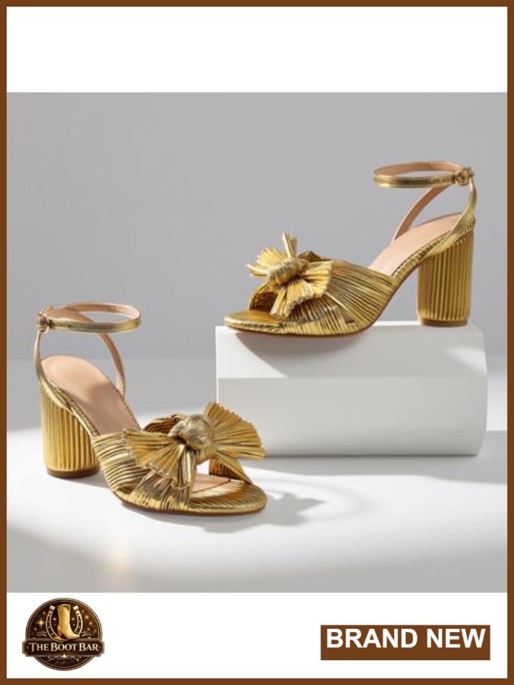 Women's Pleated Bow Heeled Sandals Open Toe Block Chunky Heel - Picture 3 of 6